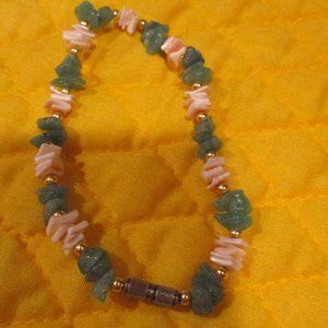 Green/White/Gold Beaded Bracelet
